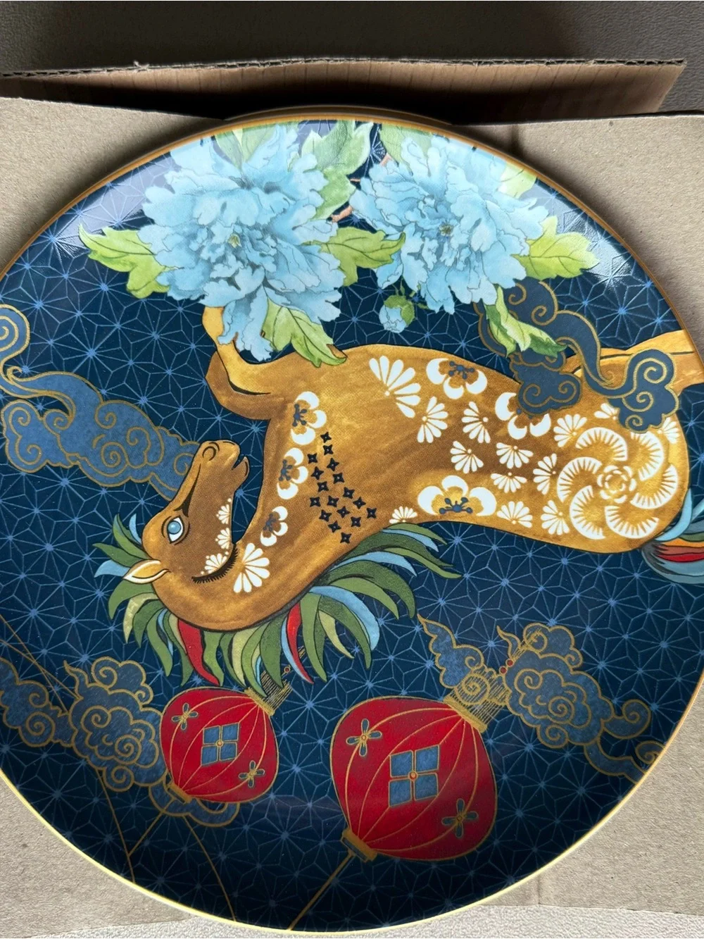 Williams Sonoma Lunar Salad Plates - Navy, Gold, Green, Red